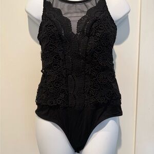 Lulu's Black Lace Bodysuit